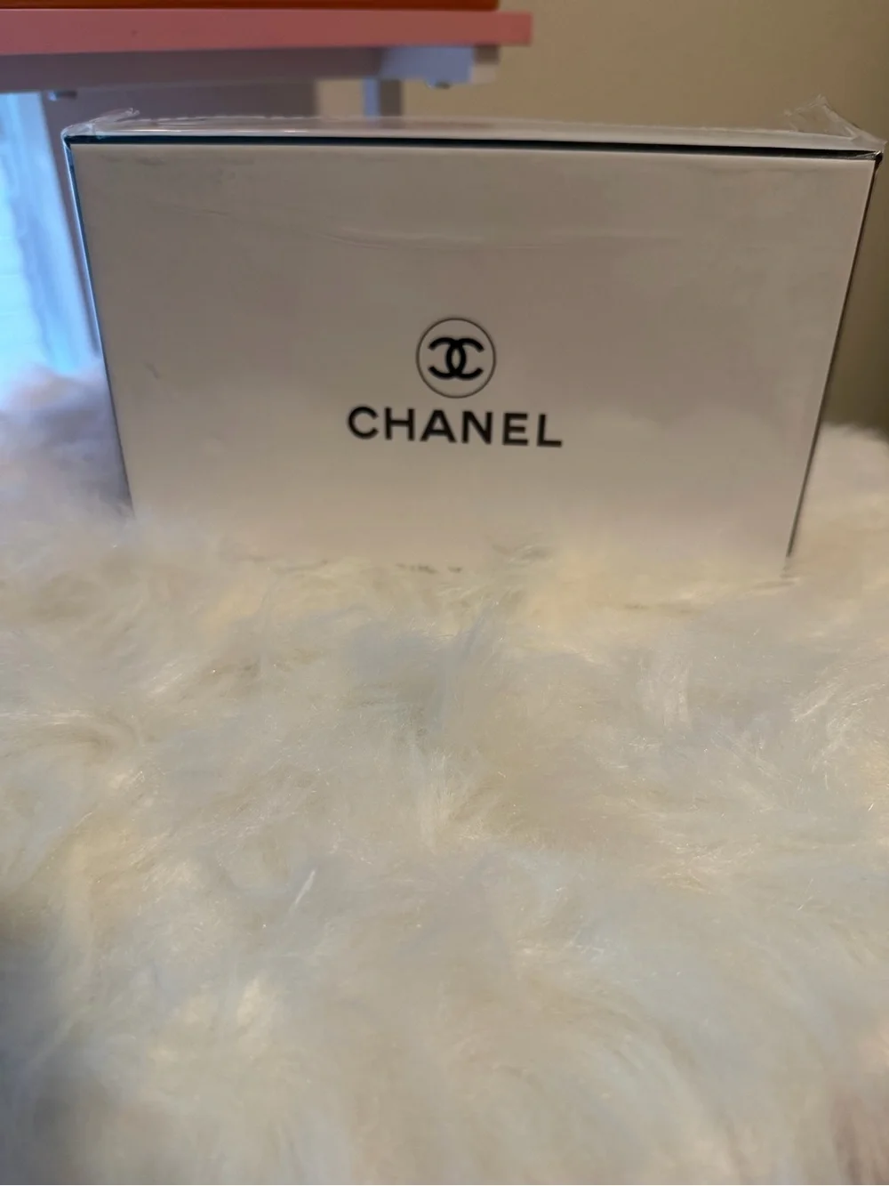 CHANEL White Accessory Box with Black Logo